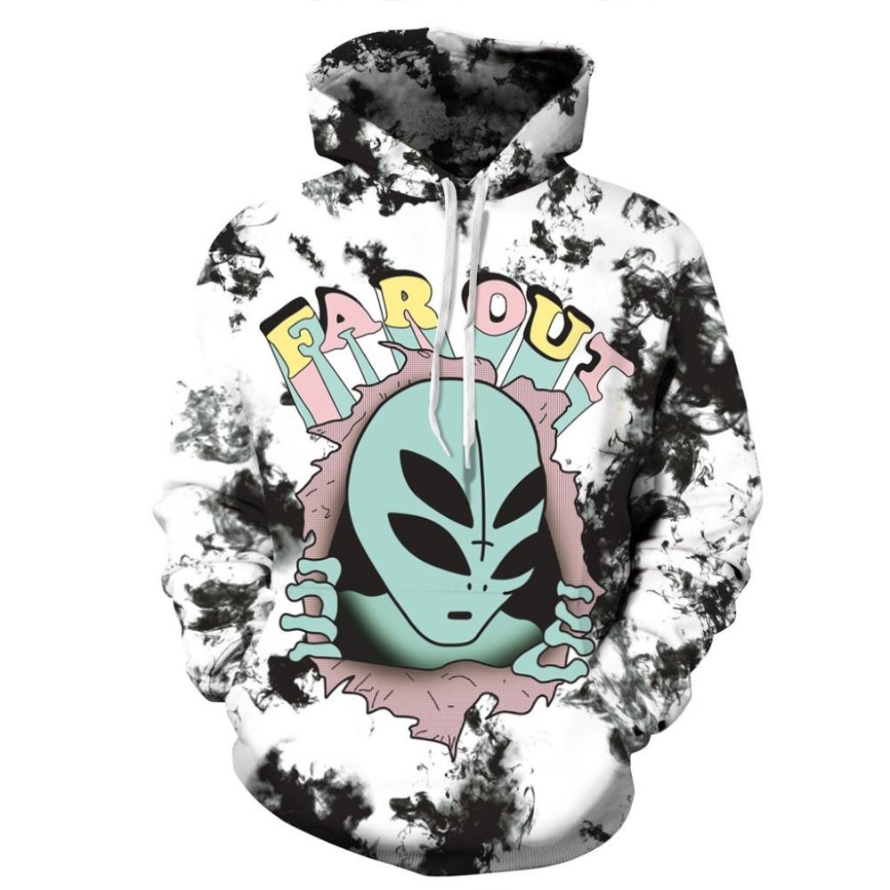 TRIPPY ALIEN HOODIE MARBLE TIE DYE